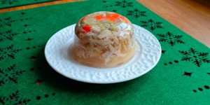 Authentic Polish Galareta - homemade meat aspic with pork and vegetables
