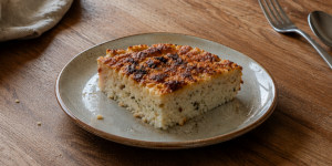 Golden brown baked Bulgarian Klin rice and cheese pie