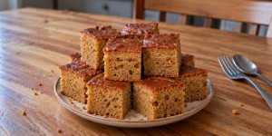 A simple dark brown spiced honey cake