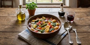 Minestrone with zucchini and eggplant