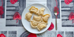 Pierogi ruskie - dumplings with potato and cottage cheese