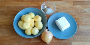 Pierogi ruskie - dumplings with potato and cottage cheese ingredients