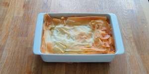 Greek Spanakopita, flaky pastry filled with spinach and feta