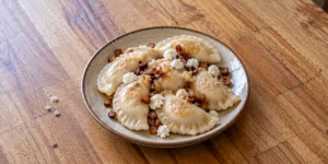 Traditional Lithuanian Virtiniai with Curd Cheese.